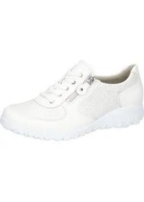 Waldl&auml;ufer Schn&uuml;rschuh WALDL&Auml;UFER "HAVY", Damen, Gr. 7,5 (41), wei&szlig;, silberfarben, Nappaleder, Textil, Schuhe Schn&uuml;rschuh, Sneaker, Halbschuh, Freizeitschuh in Komfortweite H (= sehr weit)