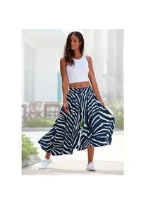 Hosenrock Lascana, Damen, Gr. 36, blau (creme, blau bedruckt), Web, Obermaterial: 100% Polyester, bedruckt, figurumspielend kn&ouml;chelfrei, R&ouml;cke, mit Alloverdruck, Culotte, extraweites Bein