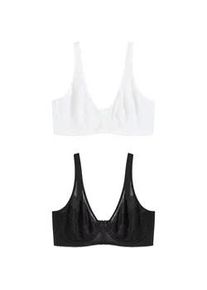 Minimizer-BH bonprix, Damen, Gr. 85, Cup D, wei&szlig;, schwarz, Obermaterial: 80% Polyamid, 20% Elasthan. Netzfutter: 90% Polyamid, 10% Elasthan. Spitze: 90% Polyamid, 10% Elasthan, BHs Minimizer-BH, mit B&uuml;gel, mit Spitze und transparenten Details