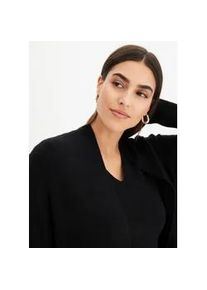 Longstrickjacke bonprix, Damen, Gr. 40/42 (M), schwarz, Strick, Obermaterial: 50% Viskose, 26% Polyamid, 24% Polyester, unifarben, oversize, Strickjacken Longstrickjacke, Oversize-Passform, eleganter Stil