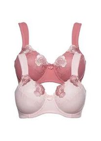 Minimizer-BH bonprix, Damen, Gr. 90, Cup F, rauchrose, zartrosa gebl&uuml;mt, Obermaterial: 80% Polyamid, 20% Elasthan. Futter: 83% Polyamid, 17% Elasthan, kontrastfarbene Details, unifarben, BHs Minimizer-BH, im praktischen Zweierpack mit Tr&auml;gern