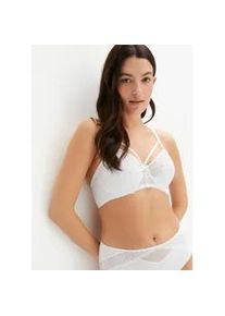 Minimizer-BH bonprix "Minimizer-BH mit zarter Spitze", Damen, Gr. 85, Cup F, wei&szlig;, Obermaterial: 80% Polyamid, 20% Elasthan. Futter: 90% Polyamid, 10% Elasthan. Spitze: 90% Polyamid, 10% Elasthan, BHs Minimizer-BH, mit Spitze und raffinierten Details