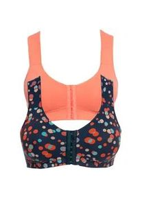 B&uuml;gel-BH bonprix, Damen, Gr. 11,5, Cup B, dunkelblau gepunktet, lachs, Obermaterial: 95% Baumwolle, 5% Elasthan. Futter: 95% Baumwolle, 5% Elasthan, BHs B&uuml;gel-BH, im praktischen 2er-Pack, mit Vorderverschluss, mit Haken & &Ouml;sen