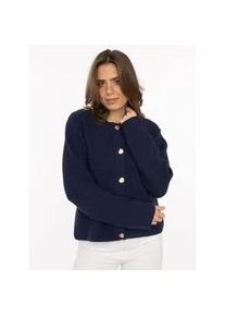 Strickjacke Zwillingsherz "Herz Knopf", Damen, Gr. L/XL, marine, Strick, Obermaterial: 60% Baumwolle, 40% Polyacryl, Strickjacken Strickjacke, mit Lockstrickmuster und Herzkn&ouml;pfen in goldfarben