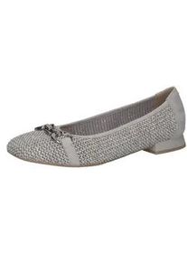 Ballerina Caprice "Caprice Ballerinas Leder/Textil", Damen, Gr. 41, grau, silber, Leder, Textil, Schuhe Ballerina