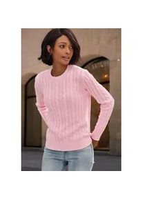 Rundhalspullover Lascana, Damen, Gr. 36/38, ros&eacute;, Strick, Obermaterial: 50% Baumwolle, 50% Polyacryl, unifarben, figurumspielend h&uuml;ftlang, Rundhals, Rippstrickb&uuml;ndchen, Pullover Rundhalspullover