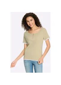 2-in-1-Shirt Heine "Shirt", Damen, Gr. 50, sesam, 95% Baumwolle, 5% Elasthan, unifarben, Rundhals, Shirts 2-in-1 Shirt