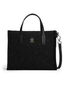 Tragetasche Tommy Hilfiger "TH CITY MINI TOTE MONO NYLON", Damen, Gr. B/H/T: 27cm x 21,5cm x 10,5cm, schwarz, Textil, Taschen, Damen Schultertasche, Businesstasche mit TH-Logopr&auml;gung