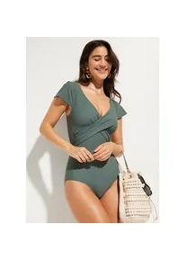 Badeanzug bonprix, Damen, Gr. 48, N-Gr, eukalyptusgr&uuml;n, Obermaterial: 65% Polyamid, 35% Elasthan. Futter: 100% Polyester. Netzfutter: 85% Polyamid, 15% Elasthan, Badeanz&uuml;ge Badeanzug, leichte Formkraft, vielseitig f&uuml;r Sommermode und Schwimmen