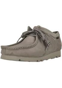 Schn&uuml;rschuh Clarks "Wallabee", Damen, Gr. 43, grau, Leder, Schuhe Schn&uuml;rschuh, mit subtilen N&auml;hten