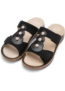 Pantolette Ara "HAWAII", Damen, Gr. 40, schwarz, Ziegenveloursleder, unifarben, Basic, Schuhe Pantolette, Keilabsatz, Schlupfschuh, Bequemschuh in Weite G (= weit)