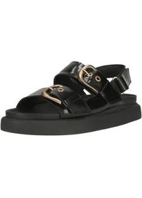 Sandale Clarks "Aristella Bay", Damen, Gr. 38, schwarz, Leder, Schuhe Sandale, mit Contour Cushion-Fu&szlig;bett
