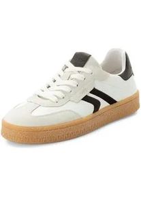 Sneaker Tamaris, Herren, Gr. 43, wei&szlig;, schwarz, Lederimitat, Textil, Veloursleder, kontrastfarbene Details, Schuhe Sneaker, Freizeitschuh, Halbschuh, Schn&uuml;rschuh mit Kontrastbesatz