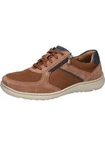 Waldl&auml;ufer Sneaker WALDL&Auml;UFER "HERWIG", Herren, Gr. 10,5 (45), cognac, dunkelblau, Textil, Veloursleder, unifarben mit Farbeinsatz, Basic, Schuhe Sneaker, Komfortschuh, Bequemschuh, Schn&uuml;rschuh in Komfortweite H (= sehr weit)
