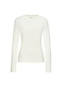 Rundhalspullover Lascana, Damen, Gr. 44/46, creme, Strick, Obermaterial: 50% Baumwolle, 50% Polyacryl, unifarben, figurumspielend h&uuml;ftlang, Rundhals, Rippstrickb&uuml;ndchen, Pullover Rundhalspullover