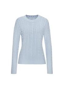 Rundhalspullover Lascana, Damen, Gr. 44/46, hellblau, Strick, Obermaterial: 50% Baumwolle, 50% Polyacryl, unifarben, figurumspielend h&uuml;ftlang, Rundhals, Rippstrickb&uuml;ndchen, Pullover Rundhalspullover