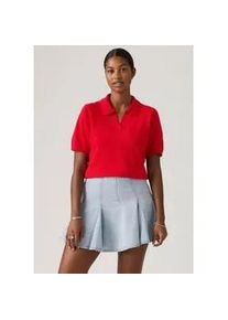 Levi's Kurzarmpullover LEVI'S "SUPER SOFT POLO SWEATER", Damen, Gr. XS (34), true rot, Strick, Obermaterial: 53% Baumwolle, 32% Polyester, 13% Polyamid, 2% Elasthan, normal h&uuml;ftlang, V-Ausschnitt, B&uuml;ndchen, Pullover