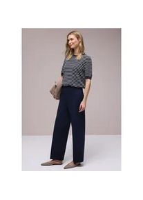 Kurzarmpullover Street One, Damen, Gr. 36, shadowed navy, Stoff, 60% Viskose, 40% Baumwolle, gestreift, normal normal, Rundhals, Rippb&uuml;ndchen, Pullover, Rundhalsausschnitt