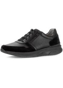 Gabor Sneaker ROLLINGSOFT, Herren, Gr. 12 (47), schwarz, Nappaleder, Veloursleder, unifarben, Schuhe Sneaker, Komfortschuh, Schn&uuml;rschuh, Halbschuh im Materialmix, G-Weite