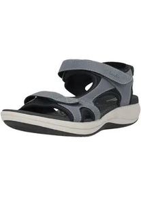 Sandale Clarks "Mira Bay", Damen, Gr. 37,5, blau, grau, Kunstfaser, Schuhe Sandale, mit superweichem Fu&szlig;bett