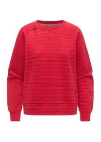 Rundhalspullover Ragwear "Joann Crepe", Damen, Gr. XS (34), rot, Material: 65% Baumwolle, 27% Polyester, 6% Viskose, 2% Elasthan, l&auml;ssig geschnitten h&uuml;ftlang, Rundhals, &Auml;rmel ohne &Auml;rmelschlitz B&uuml;ndchen, Pullover Rundhalspullover, Leichter Pullover mit gestreifter Pr&auml;gung