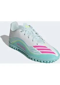 Fu&szlig;ballschuh Adidas PERFORMANCE "F50 MESSI CLUB TURF KIDS", M&auml;dchen, Gr. 37, cloud wei&szlig;, lucid pink, flash aqua, Synthetik, Textil, Schuhe Fu&szlig;ballschuh, f&uuml;r Kunstrasen, Hart- und Aschenpl&auml;tze, f&uuml;r Kinder & Jugendliche
