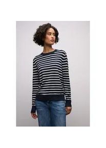 Strickpullover Street One, Damen, Gr. 36, tiefblau, Strick, Obermaterial: 86% Viskose, 14% Polyester, gestreift, normal h&uuml;ftbedeckend, Rundhals, B&uuml;ndchen, Pullover Strickpullover, im Streifen-Design