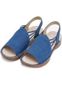 Riemchensandale Ara "HAWAII", Damen, Gr. 38, jeansblau, Textil, unifarben, Basic, Schuhe Riemchensandale, Keilabsatz, Sandalette mit Gummiz&uuml;gen, in Schuhweite G (= weit)
