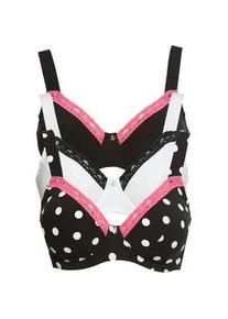 B&uuml;gel-BH bonprix "BH aus Baumwolle (3er Pack)", Damen, Gr. 95, Cup E, schwarz gepunktet, schwarz, wei&szlig;, Obermaterial: 100% Baumwolle. Spitze: 93% Polyamid, 7% Elasthan, BHs B&uuml;gel-BH, mit B&uuml;gel, leicht gepolsterte Tr&auml;ger, aus hautfreundlicher Baumwolle