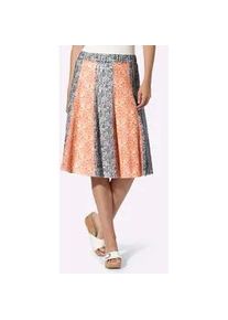 Schlupfrock Heine, Damen, Gr. 38, orange, taubenblau, bedruckt, 96% Polyester, 4% Elasthan, bedruckt, gebl&uuml;mt, gemustert, mehrfarbig, knielang, R&ouml;cke