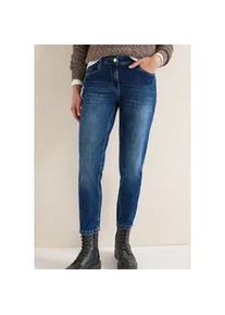 Slim-fit-Jeans Cecil "Style Scarlett", Damen, Gr. 33, L&auml;nge 30, mid blau wash, Denim/Jeans, Obermaterial: 78% Baumwolle, 20% Polyester, 2% Elasthan. Futter: 52% Polyester, 48% Baumwolle, unifarben, slim fit lang, Jeans Slim-fit-Jeans, mit Stretch