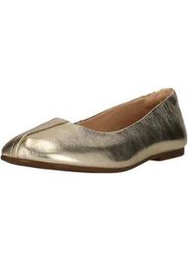 Ballerina Clarks "Livia", Damen, Gr. 35,5, goldfarben, Leder, Schuhe Ballerina, mit dezenten Nahtdetails