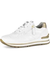 Keilsneaker Gabor "TURIN", Damen, Gr. 37, wei&szlig;, goldfarben, Leder, Schuhe, Freizeitschuh, Halbschuh, Schn&uuml;rschuh in Komfortweite G (=weit)