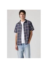 Levi's Kurzarmhemd LEVI'S "SUNSET 1 PKT STANDRD", Herren, Gr. L, N-Gr, sintra plaid v2 marineblaus, Web, Obermaterial: 43% Leinen, 34% Viskose, 23% Baumwolle, kariert, normal h&uuml;ftbedeckend, Hemden, Leinenstruktur