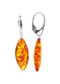 Paar Ohrh&auml;nger OSTSEE-SCHMUCK "- Spitzolive 24x10 - Silber 925/000 - Bernstein" Gr. 44, silber (silber 925, silberfarben, wei&szlig;), Ohrringe, Damen, Silber 925 (Sterlingsilber)