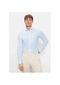 Businesshemd OLYMP "OLYMP Level Five garment washed, body fit, Kent", Herren, Gr. 41, Normaler Arm, hellblau, 57% Leinen, 43% Baumwolle, Hemden