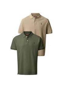 Kurzarmhemd MCS "MCS Polo shirt Harry 2-pack", Herren, Gr. XXL, Normalgr&ouml;&szlig;en, beetle, silber mink, Obermaterial: 100% Baumwolle, Hemden