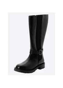 Weitschaftstiefel sheego, Damen, Gr. 41, XL-Schaft, schwarz, Leder, Schuhe Weitschaftstiefel