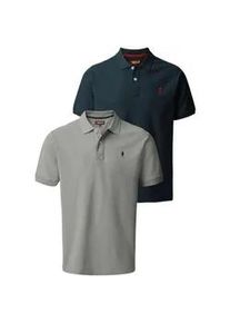 Kurzarmhemd MCS "MCS Polo shirt Harry 2-pack", Herren, Gr. XXL, Normalgr&ouml;&szlig;en, schwarz sapphire, griffin, Obermaterial: 100% Baumwolle, Hemden
