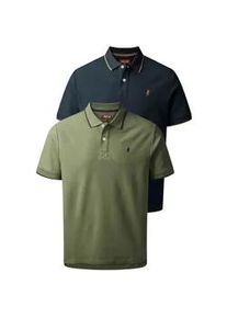 Kurzarmhemd MCS "MCS Polo shirt River 2-pack", Herren, Gr. L, Normalgr&ouml;&szlig;en, schwarz sapphire, beetle, Obermaterial: 100% Baumwolle, Hemden