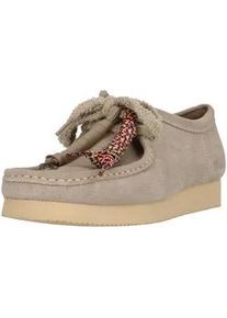 Schn&uuml;rschuh Clarks "Wallabee", Damen, Gr. 41, beige, Leder, Schuhe Schn&uuml;rschuh, mit subtilen N&auml;hten