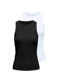Tanktop Only "ONLSALLY TANK TOP 2 PACK CS JRS", Damen, Gr. L, schwarz pack:hellwei&szlig;, Jersey, Obermaterial: 95% Baumwolle, 5% Elasthan, unifarben, slim fit normal, Rundhals, Tops Tanktop
