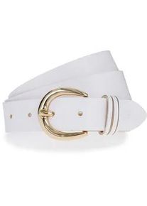 Lederg&uuml;rtel Tamaris, Damen, Gr. 110, wei&szlig;, Rindsleder, unifarben, G&uuml;rtel Lederg&uuml;rtel, 3cm breit, schlichte Dornschnalle in Gold, dezentes Markenlogo