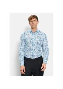 Businesshemd OLYMP "OLYMP Level Five garment washed, body fit, Kent", Herren, Gr. 41, Normaler Arm, hellblau, 57% Leinen, 43% Baumwolle, Hemden