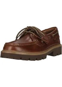 Schn&uuml;rschuh Clarks "Cleyhill Boat", Damen, Gr. 37,5, braun, Leder, Schuhe Schn&uuml;rschuh, mit XTRALITE-Sohle