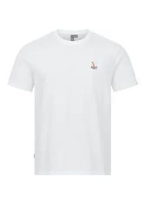 T-Shirt Ragwear "Samms A Gots YOUMODO", Damen, Gr. S (48), wei&szlig;, Material: 100% Baumwolle, Basic, relaxed fit h&uuml;ftlang, Rundhals, normaler Saum, Shirts T-Shirt, Kurz&auml;rmliges Shirt mit Schwimmer-Stickerei