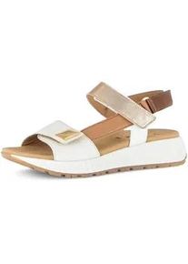Keilsandalette Gabor, Damen, Gr. 38, creme, Nappaleder, Schuhe, Riemchensandale, Sommerschuh mit edlem Schmuckelement