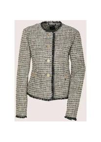Madeleine Mode Jackenblazer MADELEINE "Blazer Tweed-Blazer mit Fransendetails", Damen, Gr. 38, schwarz (schwarz, cappuccino, multicolor), Obermaterial: 90% Polyester PES. 10% Polyacryl PAN., Modern, schmal, Blazer, Tweed Blazer mit Fransendetails