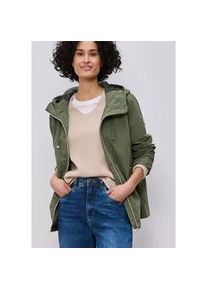 Windbreaker Street One, Damen, Gr. 46, schwarz vetiver gr&uuml;n, Stoff, Obermaterial: 60% Polyester, 40% Nylon; Futter: 100% Polyester, unifarben, comfort fit normal, ohne Ausschnitt, B&uuml;ndchen, Jacken Windbreaker, mit Kapuze mit Tunnelzugband