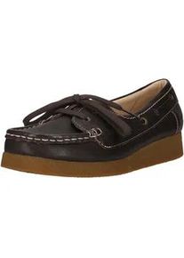 Bootsschuh Clarks "Wallabee EVO Sea", Damen, Gr. 37, dunkelbraun, Leder, Schuhe Bootsschuh, mit angenehmer Sohle mit Krepp-Effekt